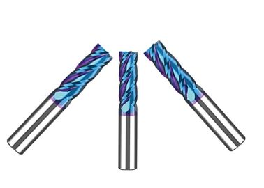 Hitam Dan Biru Pilihan Warna Karbida Akhir Mill Cutter AlTiN Dan NACo Lapisan Pada Karbon